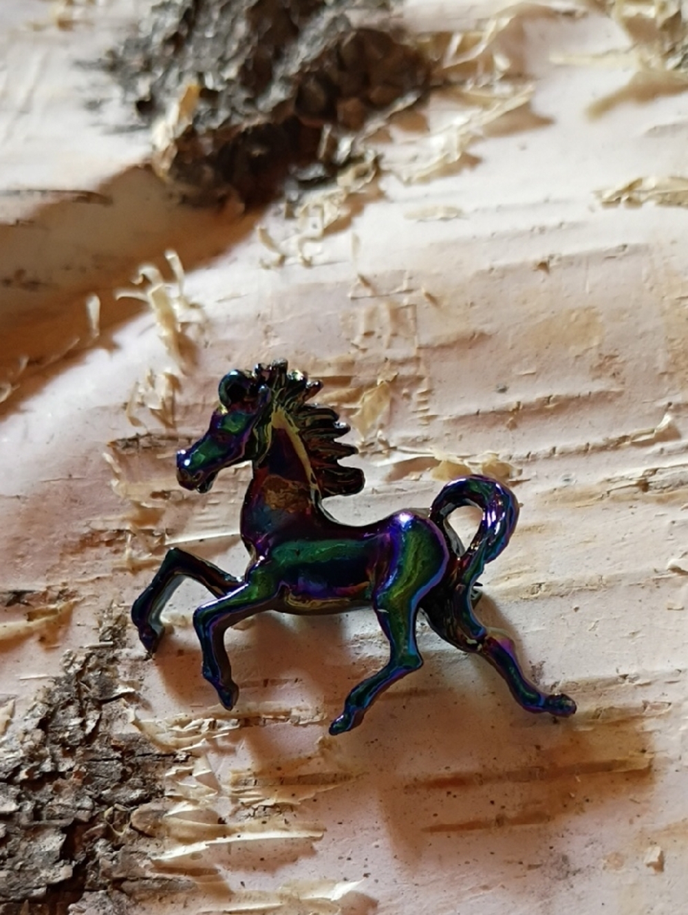 Iridescent Multicolor Horse Figurine Pin